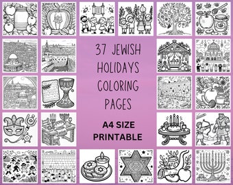 Libro para colorear de festividades judías: 37 páginas divertidas para niños (PDF)