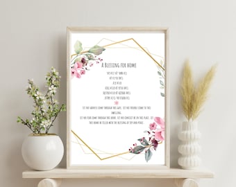 Arte mural con bendición judía para el hogar: Impresión con cita espiritual