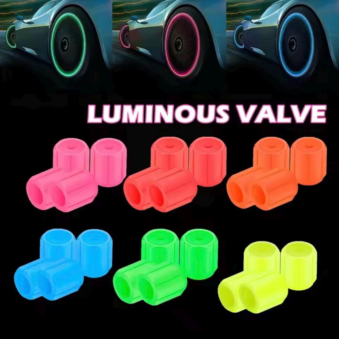 PFLYPF 16 stuks lichtgevende ventieldoppen, voor auto motor fietsbanden, ventieldoppen (4 kleuren PFLYPF 16 stuks lichtgevende ventieldoppen, voor auto motor fietsbanden, ventieldoppen (4 kleuren