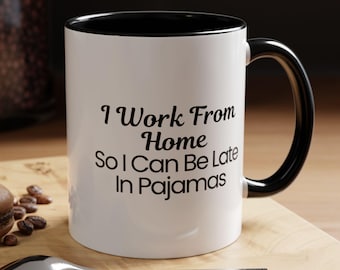 Taza con pijama personalizada para trabajar desde casa / Regalo divertido para la oficina remota