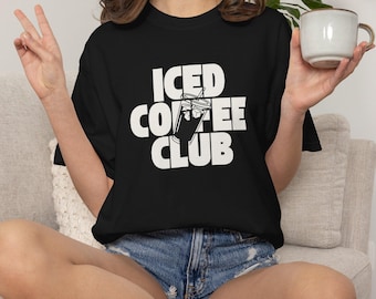 Iced Coffee Club Graphic Tee, Trendy Cafe Shirt, Cold Brew Lover Apparel