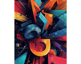 Abstract Geometric Burst Matte Poster | Vertical Colorful Art Print