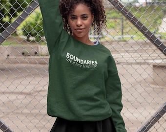 Grenzen Liebe Sprache Sweatshirt | Mentale Gesundheit Selbstfürsorge Rundhalsausschnitt