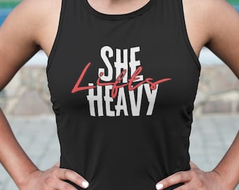 She Lifts Heavy gym-tanktop voor dames, fitnessshirt voor gewichtheffen
