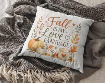 Herbst Liebe Sprache Kissen, gemütliche Herbst Bauernhaus Dekor Kissen (14 x 14 Zoll)