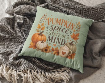 Pumpkin Spice State of Mind Kissen, gemütliches Herbst-Bauernhaus-Dekor-Kissen