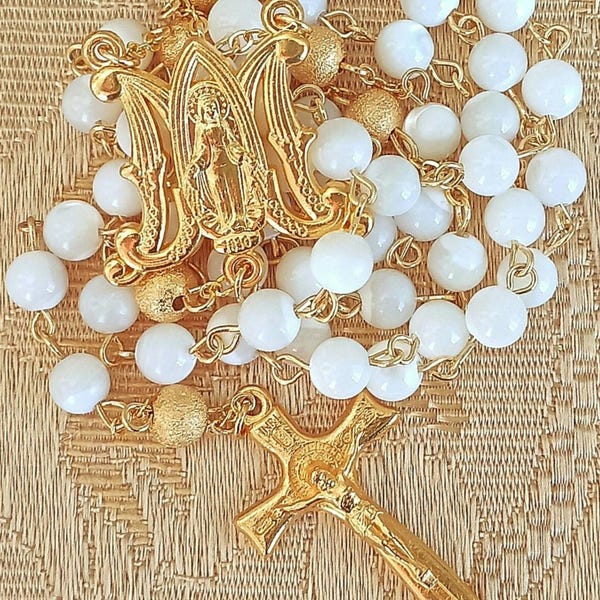 Mother-of-pearl rosary Maria tota pulchra