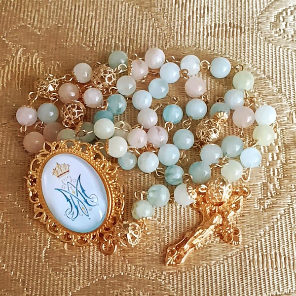 Rosary of Morganite Auspice Maria