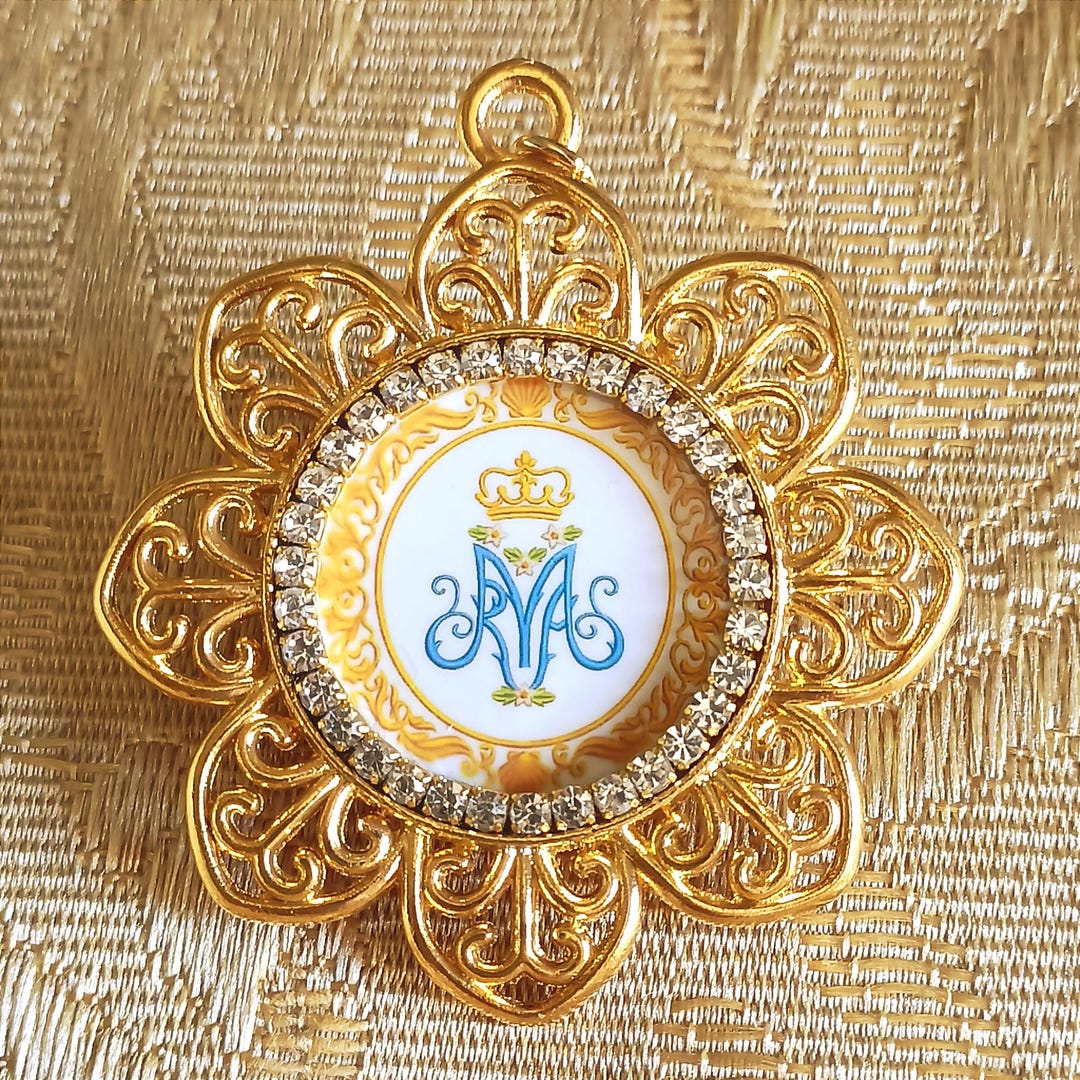 Chain With Auspice Maria Medal - Etsy