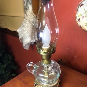 Vintage Oil Lamp Electrical Lamp Gold Metal base