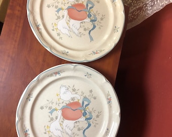 Marmalade Goose Geese Duck Japanese Stoneware 10.75” Dinner Plate Set of TWO