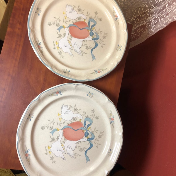 On Hold for Eyore 6/2 Marmalade Goose Geese Duck Japanese Stoneware 10.75” Dinner Plate Set of TWO