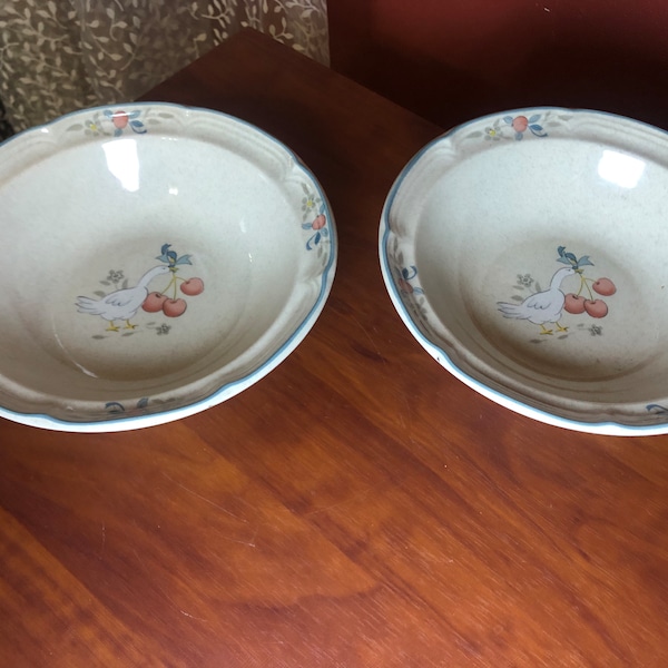 Marmalade Goose Geese duck Japanese Stoneware Soup Cereal Bowls Vintage 1980’s