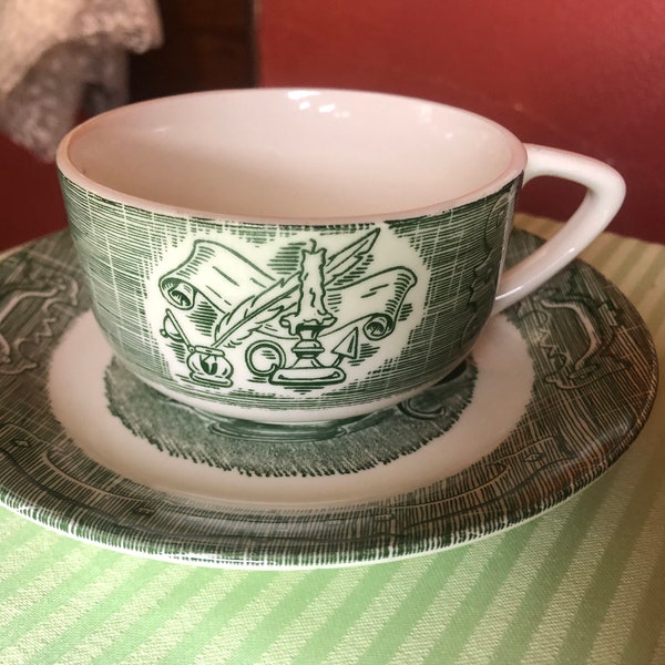 The Old Curiosity Shop Green Vintage Kitsch Transferware By Royal c 1950’s