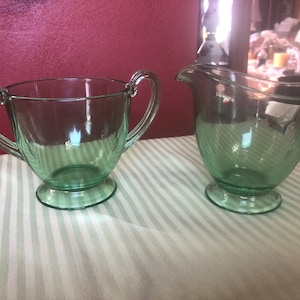 Green Uranium Cream and Sugar Set C 1940