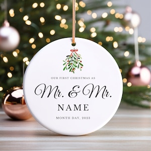 Custom Mr. & Mr. First Christmas Ceramic Ornament