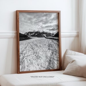 Colony Glacier, Alaska Photo | Chaguch Mountains | Alaska Wall Art Decor | Nature Photography | Travel Photography | Black and White Art