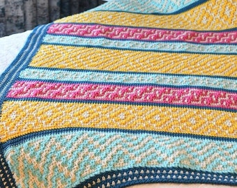 CROCHET BLANKET PATTERN / Mosaic Crochet Afghan / Mosaic Overlay Colorwork Blanket / Afghan / Modern Crochet Blanket / downloadable pdf