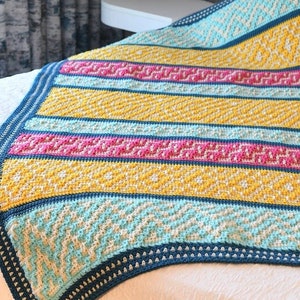 CROCHET PATTERN / Mosaic Crochet Afghan / Mosaic Overlay Colorwork Blanket / Afghan / Modern Crochet Blanket / downloadable pdf