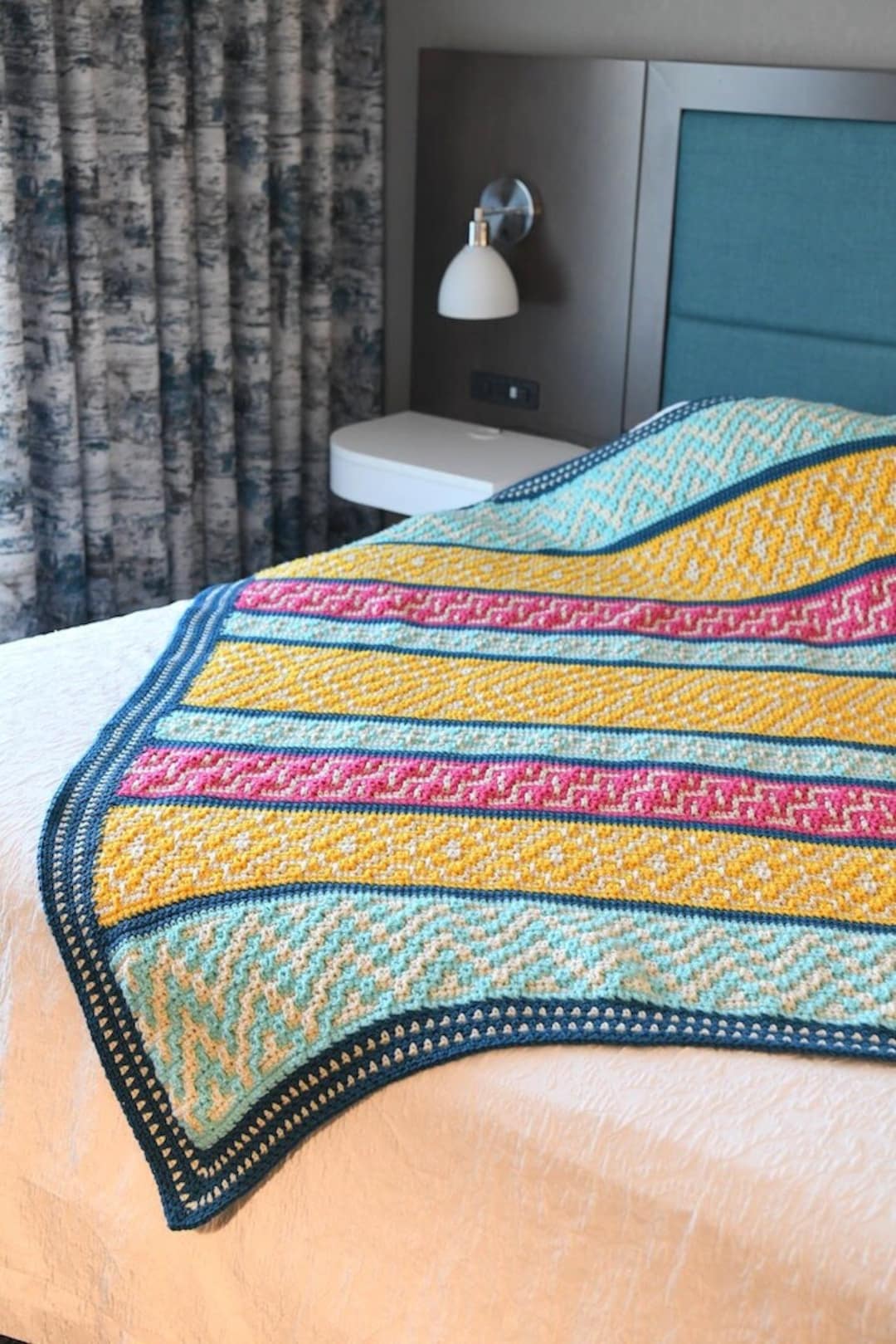 CROCHET BLANKET PATTERN / Mosaic Crochet Afghan / Mosaic Overlay