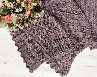 KNITTING SHAWL PATTERN / Stitch Switch Shawl / Rectangle / Summer Shawl / Wedding Shawl / Carbonado Diamond Shawl / Sock Yarn / Fingering