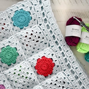 Granny Square CROCHET BLANKET PATTERN / Join As You Go Motif Afghan / Beginner Colorwork Blanket / Afghan / Modern Crochet Blanket / Video 画像 6