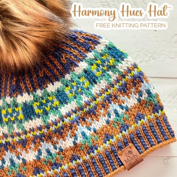 KNITTING HAT PATTERN / Fair Isle Knit Hat / Colorful Winter Hat / Harmony Hues Knit Hat / 4 ply stranded knit beanie / Warm Hat / pdf