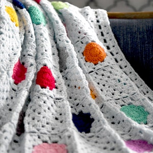 Granny Square CROCHET BLANKET PATTERN / Join As You Go Motif Afghan / Beginner Colorwork Blanket / Afghan / Modern Crochet Blanket / Video image 8