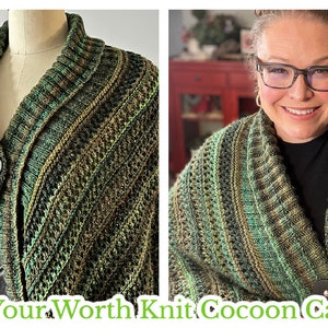 KNITTING CARDIGAN PATTERN / Size-Inclusive 'Know Your Worth' Knit Cocoon Cardigan /Easy to Follow / Beginner Friendly / pdf video tutorial image 6