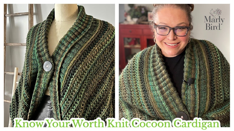 KNITTING CARDIGAN PATTERN / Size-Inclusive 'Know Your Worth' Knit Cocoon Cardigan /Easy to Follow / Beginner Friendly / pdf video tutorial 画像 6