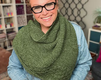 KNITTING PATTERN + VIDEO / Peak Serenity Knit Shawl / Side to Side / Right Angle / Beginner Friendly / Worsted Weight Yarn / One Ball Shawl
