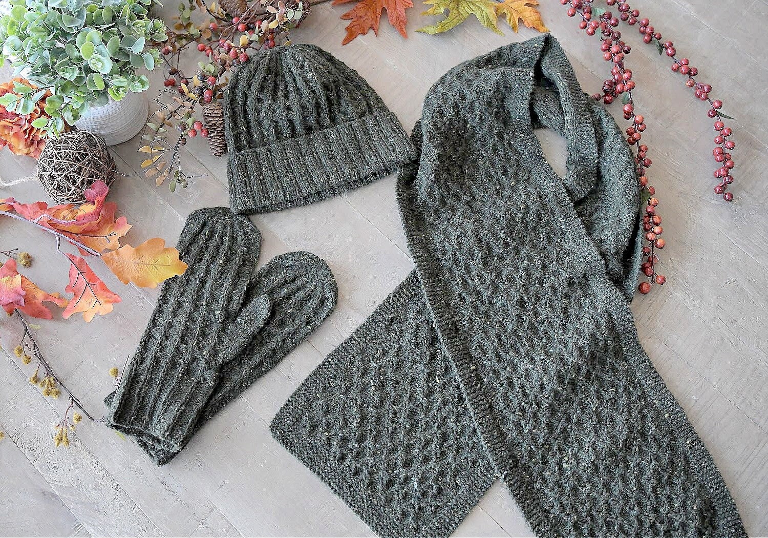 3 Pattern Set KNIT PATTERNS / 3 Pattern Set / Knit Hat, Knit Scarf, Knit Mittens ...
