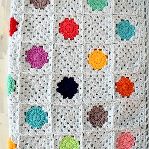 Granny Square CROCHET BLANKET PATTERN / Join As You Go Motif Afghan / Beginner Colorwork Blanket / Afghan / Modern Crochet Blanket / Video 画像 3