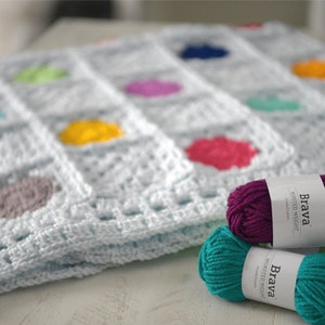 Granny Square CROCHET BLANKET PATTERN / Join As You Go Motif Afghan / Beginner Colorwork Blanket / Afghan / Modern Crochet Blanket / Video image 9