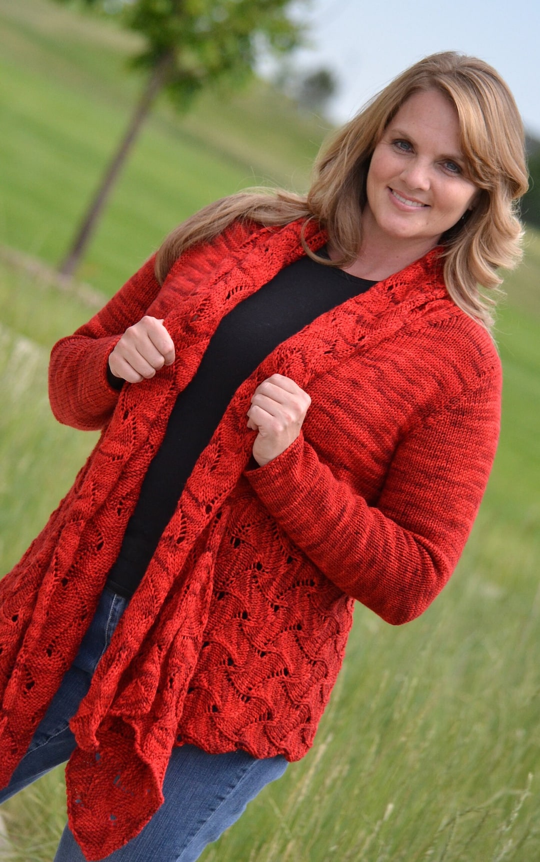 KNITTING PATTERN / Drape Front Knit Swing Cardigan / Plus Size