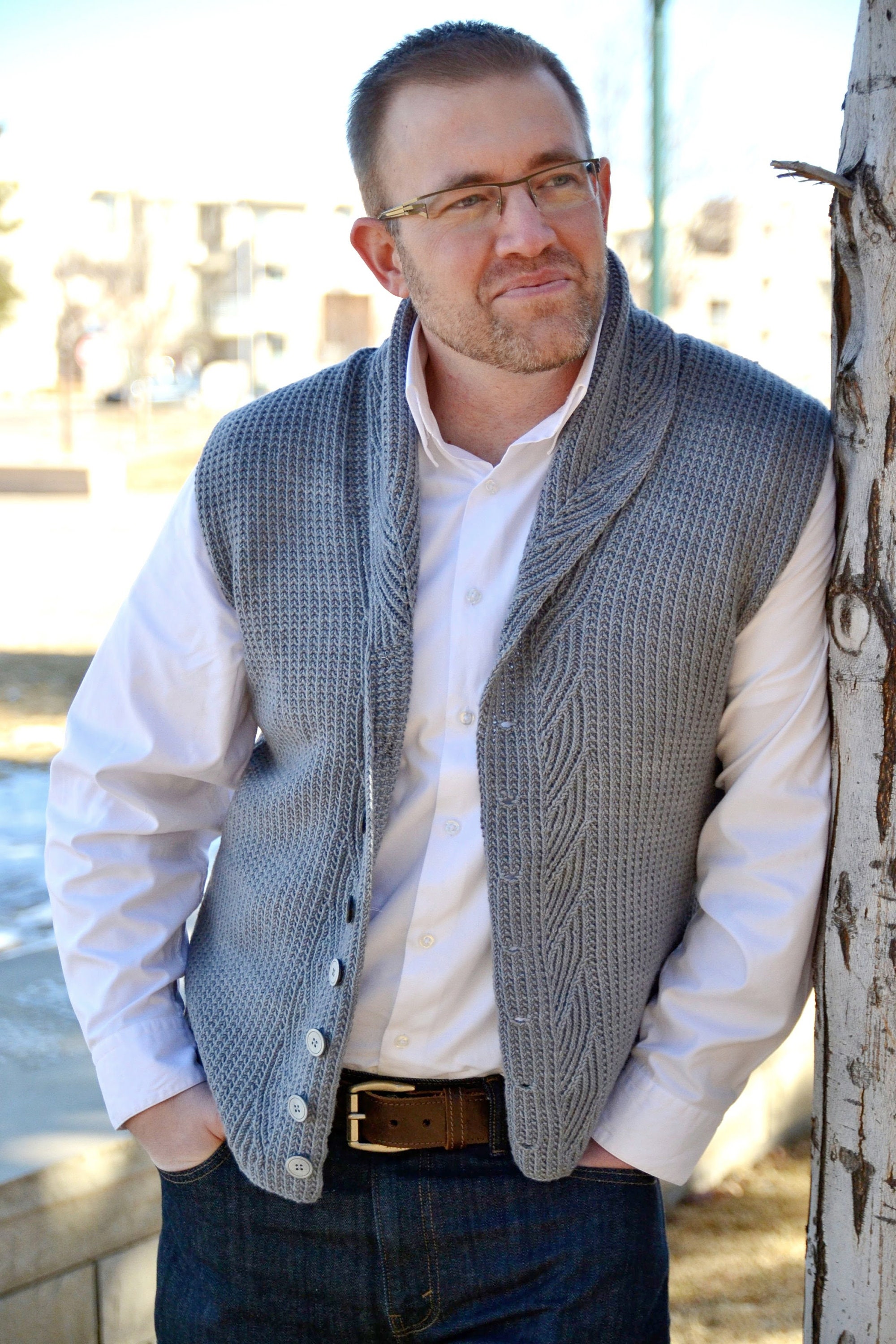 KNITTING VEST PATTERN / Fancy Mens Knit Vest Pattern / Size