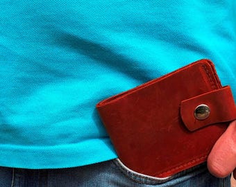 Quality leather men's wallet, Compact leather wallet, Handmade leather purse, Birthday gift idea for men