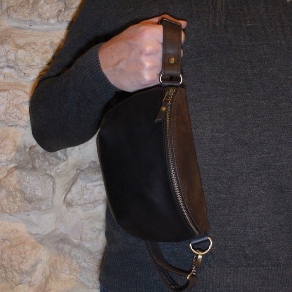 Men's luxury leather fanny pack, leather bag for travel, belt bag, versatile bag, hip bag, birthday or Christmas gift for men