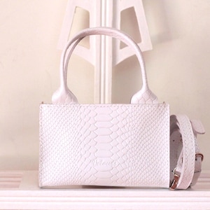 Sac bandoulière femme en cuir de qualité, Sac à main pour femme, Petit sac femme cuir véritable blanc python, idée cadeau pour anniversaire