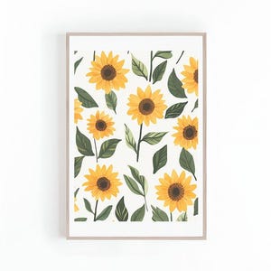 Illustration de tournesols, illustration de fleurs, impressions botaniques, art de cuisine imprimable, art floral, impression numérique, téléchargement immédiat