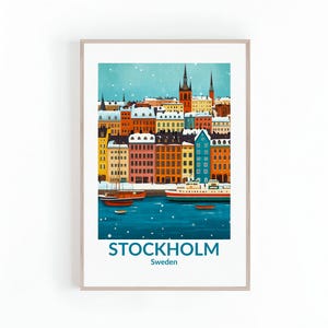 Poster con cornice in carta opaca di Stoccolma, Svezia, poster di viaggio scandinavi, regali per la casa, SPEDIZIONE GRATUITA