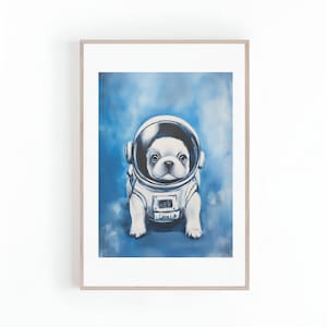 Children Room Art of Astronaut Puppy, Dog Illustration, Nursery Wall Art, Gender Neutral Art, Instant Download, Digital Print