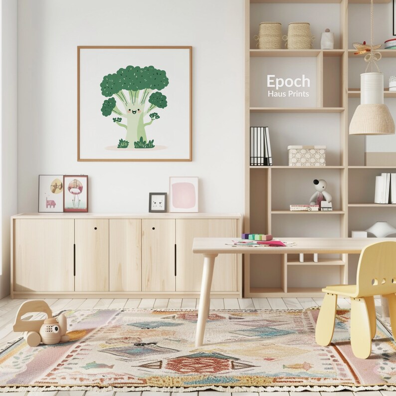 Children's Room Artwork & Illustration of Broccoli, Vegetables, Nursery ...