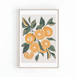 Fruit Illustration of Oranges, Orange Fruit Art Posters, Printable Kitchen Art, Fruit Decor, Botanical Plant Art, Digital Print Download