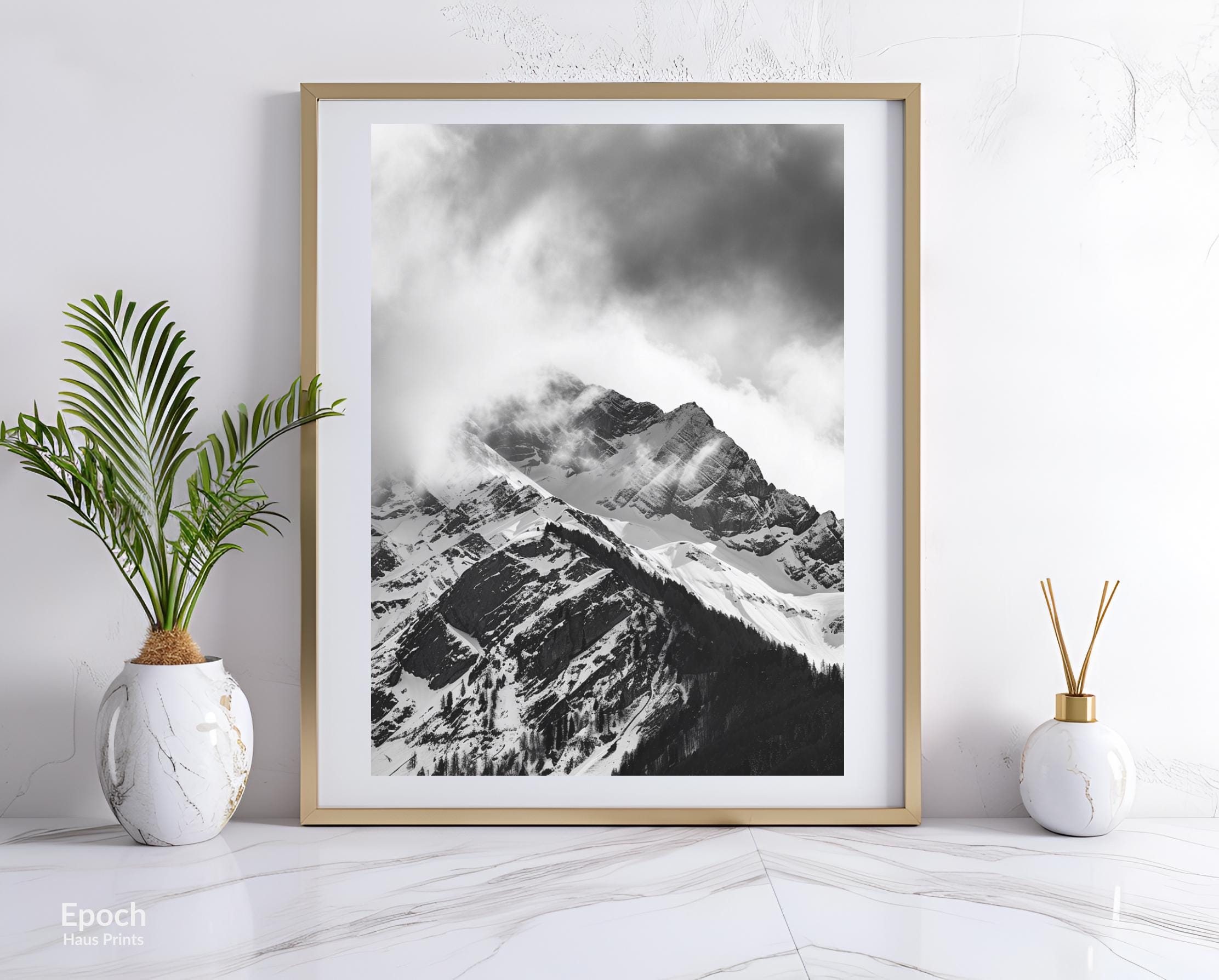 Black and White Photo of Swiss Alps Mountain Range, Beautiful Landscape ...