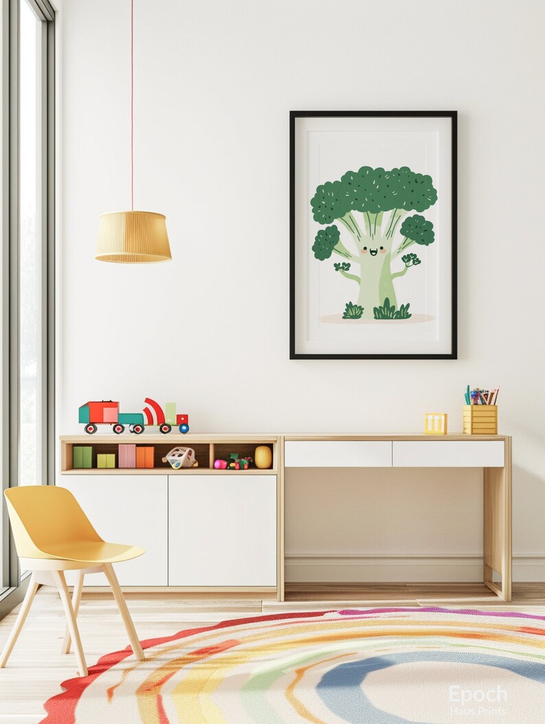 Children's Room Artwork & Illustration of Broccoli, Vegetables, Nursery ...