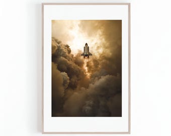 Lancering ruimteveer, foto opstijgen ruimteschip, foto raketschip, foto luchtvaart | Space Wall Art, NASA, digitale print, Instant download