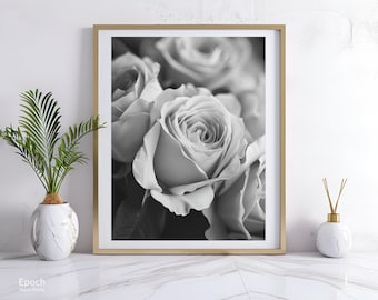 Rose Bouquet Photo in Black and White Photo, Rose Flower Photo for Print, Floral Wall Art, Roses, Large Digital Print, Instant Download