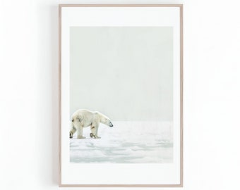 Polar Bear Photo in Black and White Photograph, Arctic Animal & Wildlife Photo, Wildlife Photography, Digital Print, Instant Download