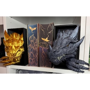 Dragon BookNook Fourth Wing Iron Flame Onyx Storm inspired The Empyrean Fantasy Bookend Handpainted Tairn Andarna Sgaeyl Set BookTok